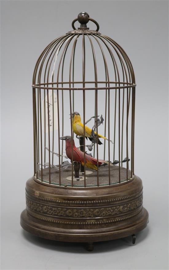 Two automaton birds in a cage total height 3cm